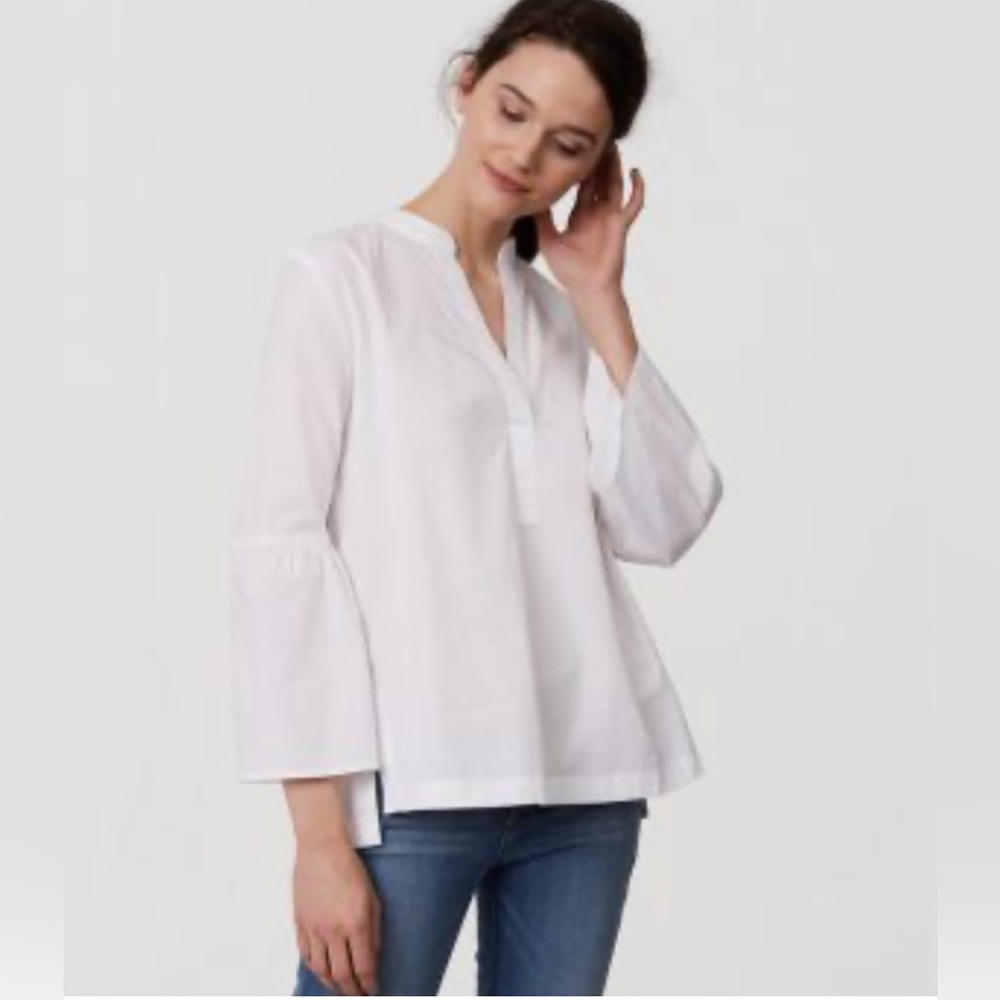 Ann Taylor Ivory Blouse with Flared Sleeves